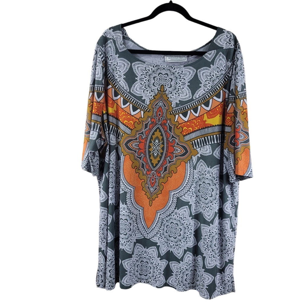 Simonton Says Tunic Size 3X Short Sleeve Pull Over Top Blouse EUC Womens